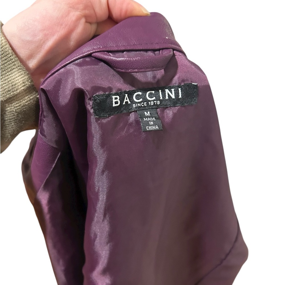 Baccini Purple Faux Leather Moto Jacket Sz M Y2K Peplum Biker - Picture 3 of 3
